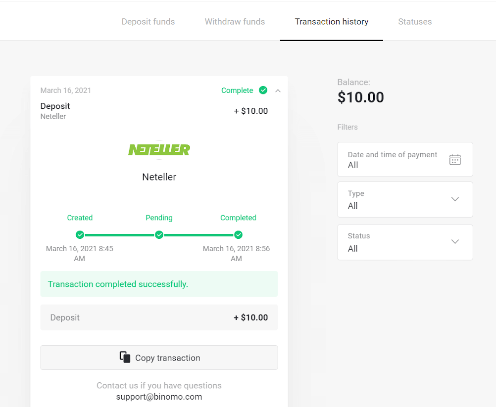 Deposit Funds in Binomo via Neteller Deposit Funds in Binomo via Neteller