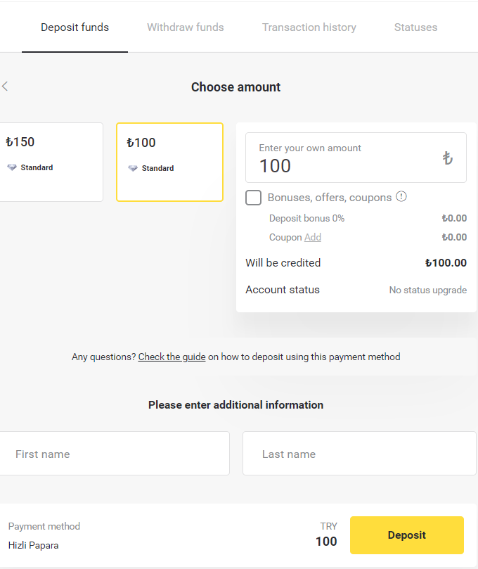 Setor Dana di Binomo melalui Kartu Bank Turki (Visa / MasterCard), Perbankan Internet (Transfer Bank, Kode QR, CEPbank, AKBANK, Türkiye Bankas, TEB, Deniz Bank, Ziraat Bankas, Türkiye Finans) dan E-wallet Setor Dana di Binomo melalui Kartu Bank Turki (Visa / MasterCard), Perbankan Internet (Transfer Bank, Kode QR, CEPbank, AKBANK, Türkiye Bankas, TEB, Deniz Bank, Ziraat Bankas, Türkiye Finans) dan E-wallet