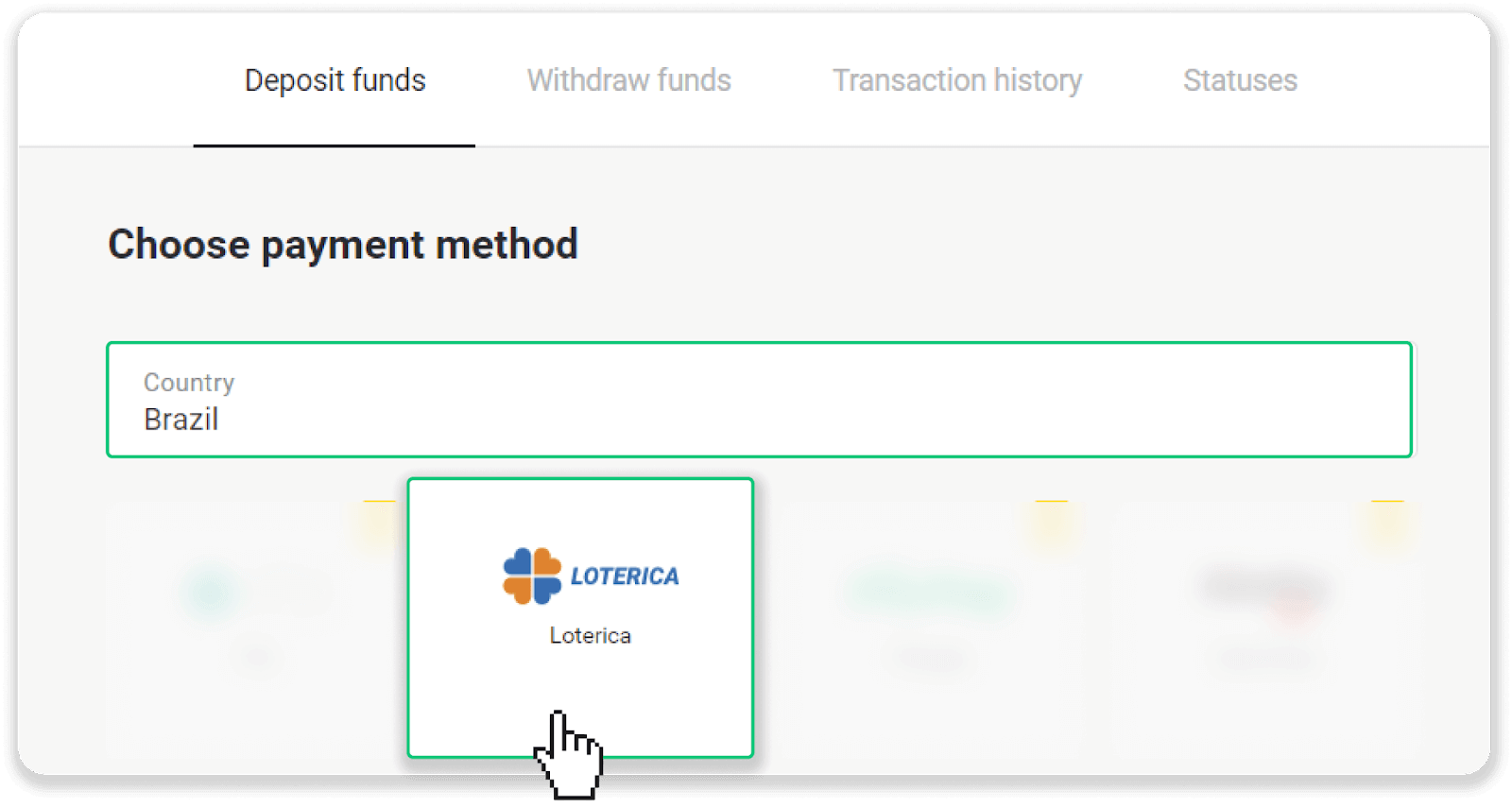 Deposit Funds on Binomo via Brazil Internet Banking (Bank Transer, Paylivre, Loterica, Itau, Boleto Rapido) and E-wallets (Picpay, Astropay, Banco do Brasil, Santander, Bradesco, Neteller, Skrill, WebMoney, Advcash)