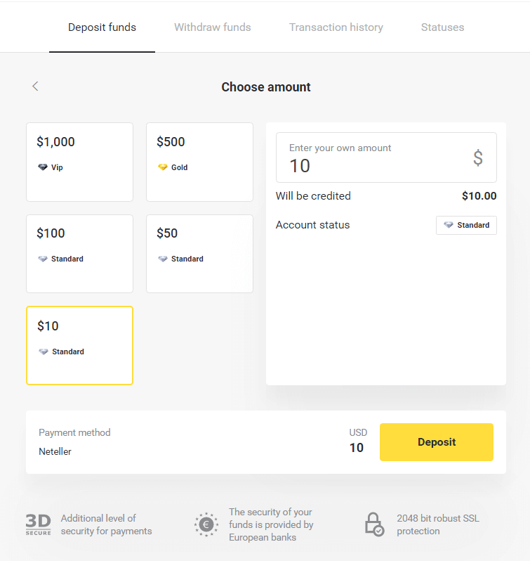 Deposit Funds on Binomo via Brazil Internet Banking (Bank Transer, Paylivre, Loterica, Itau, Boleto Rapido) and E-wallets (Picpay, Astropay, Banco do Brasil, Santander, Bradesco, Neteller, Skrill, WebMoney, Advcash)