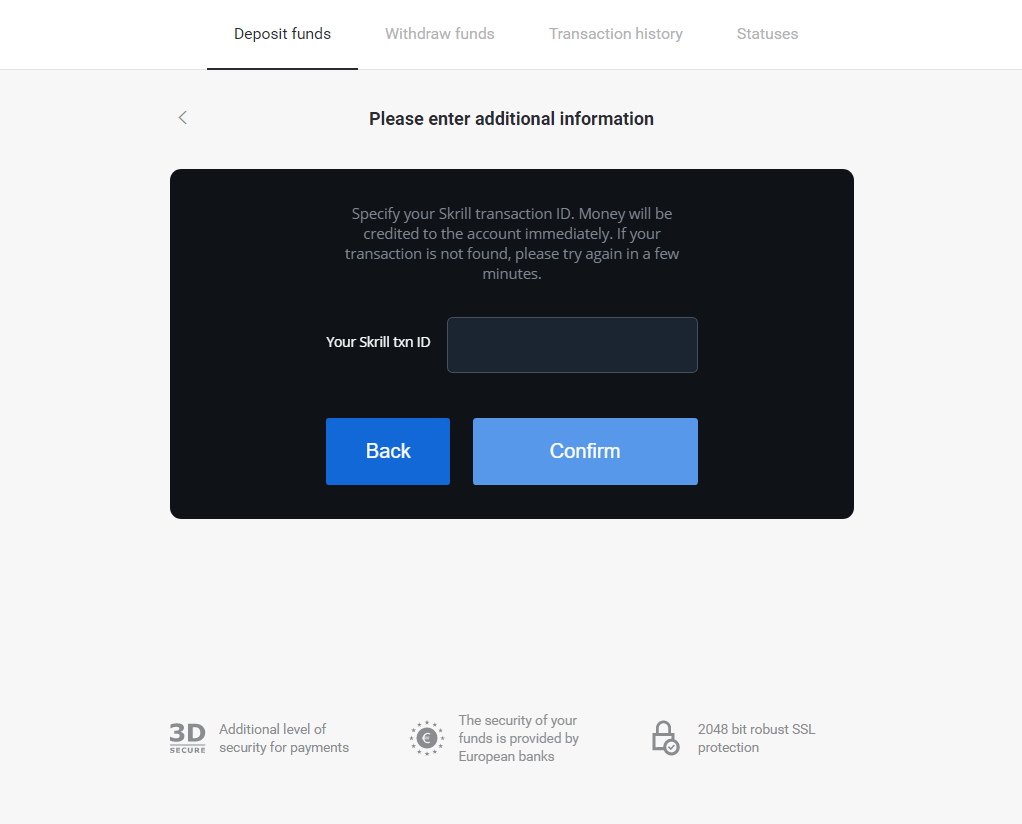 Электрондук капчыктар (Webmoney WMZ, Picpay, Neteller, Astropay, Cash U, Skrill, ADV cash, AstroPay Card, Perfect Money) аркылуу Binomo боюнча акча каражаттарын салуу Электрондук капчыктар (Webmoney WMZ, Picpay, Neteller, Astropay, Cash U, Skrill, ADV cash, AstroPay Card, Perfect Money) аркылуу Binomo боюнча акча каражаттарын салуу