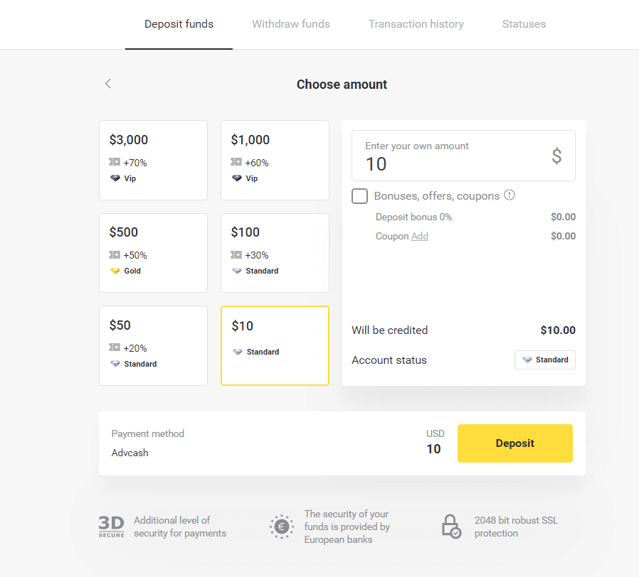 Электрондук капчыктар (Webmoney WMZ, Picpay, Neteller, Astropay, Cash U, Skrill, ADV cash, AstroPay Card, Perfect Money) аркылуу Binomo боюнча акча каражаттарын салуу Электрондук капчыктар (Webmoney WMZ, Picpay, Neteller, Astropay, Cash U, Skrill, ADV cash, AstroPay Card, Perfect Money) аркылуу Binomo боюнча акча каражаттарын салуу