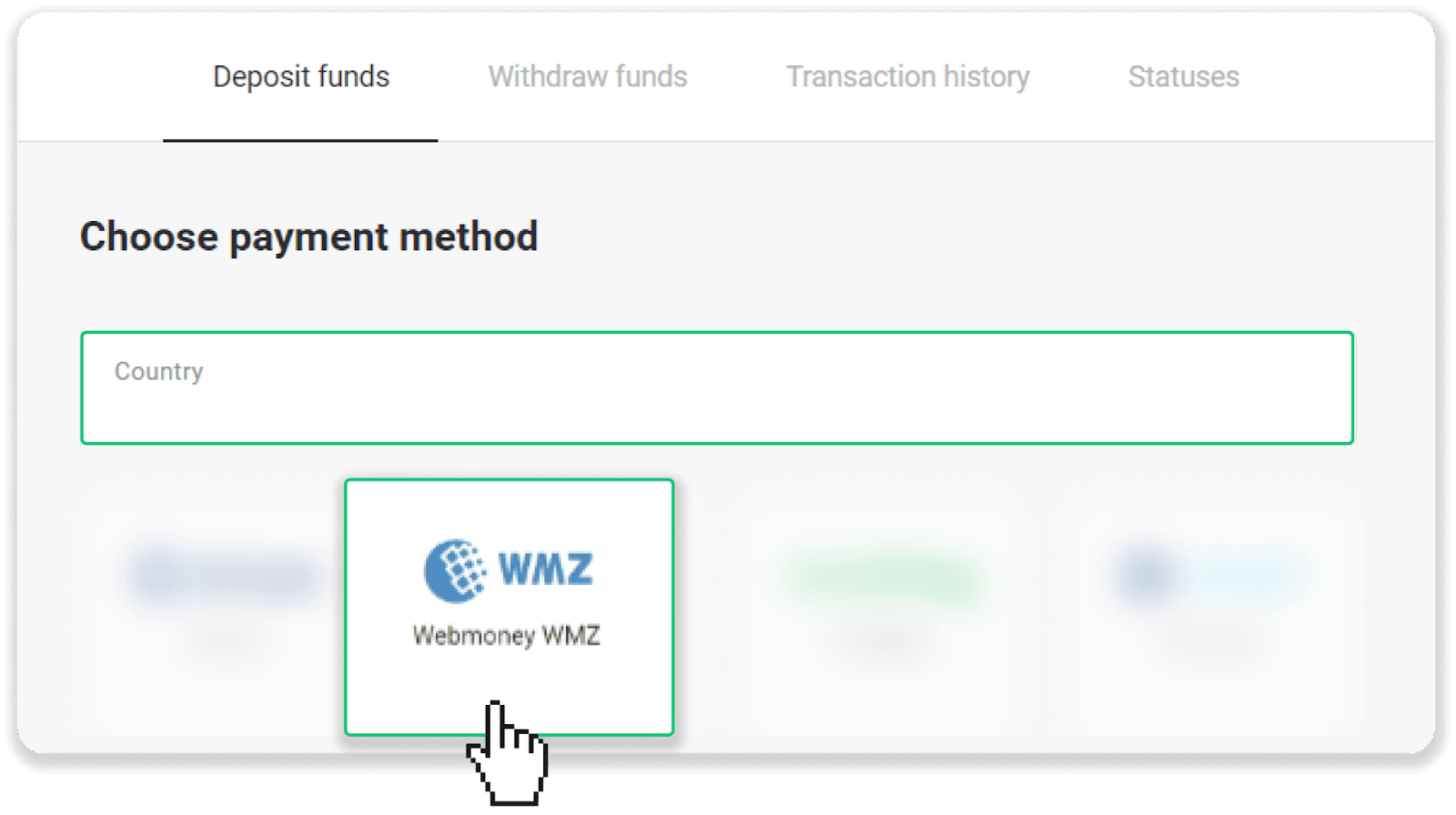 Setor Dana di Binomo melalui dompet elektronik (Webmoney WMZ, Picpay, Neteller, Astropay, Cash U, Skrill, uang tunai ADV, Kartu AstroPay, Perfect Money)