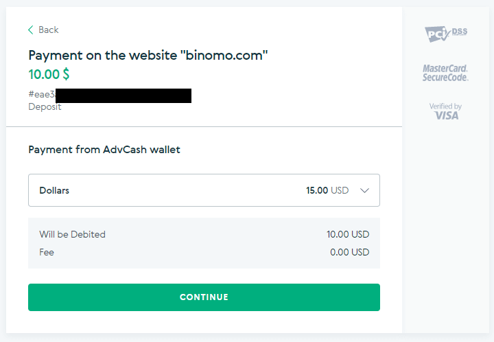 Setor Dana di Binomo melalui dompet elektronik (Webmoney WMZ, Picpay, Neteller, Astropay, Cash U, Skrill, uang tunai ADV, Kartu AstroPay, Perfect Money)