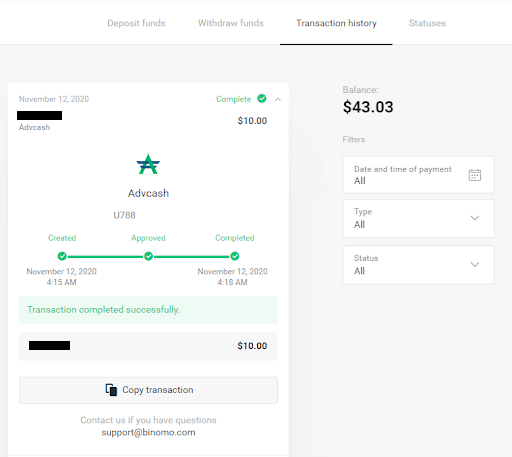 Setor Dana di Binomo melalui dompet elektronik (Webmoney WMZ, Picpay, Neteller, Astropay, Cash U, Skrill, uang tunai ADV, Kartu AstroPay, Perfect Money)