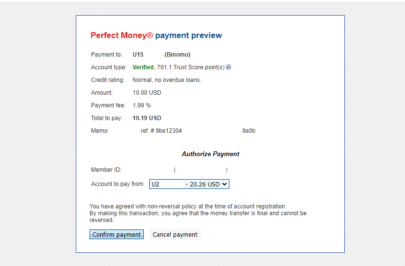 Setor Dana di Binomo melalui dompet elektronik (Webmoney WMZ, Picpay, Neteller, Astropay, Cash U, Skrill, uang tunai ADV, Kartu AstroPay, Perfect Money)