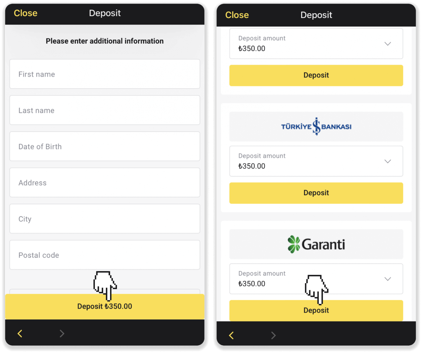 Setor Dana di Binomo melalui Kartu Bank Turki (Visa / MasterCard / Maestro), Perbankan Internet (transfer Bank, CEPbank, Kode QR) dan dompet elektronik (Jeton, Payfix, Hizli Papara, Papara) Setor Dana di Binomo melalui Kartu Bank Turki (Visa / MasterCard / Maestro), Perbankan Internet (transfer Bank, CEPbank, Kode QR) dan dompet elektronik (Jeton, Payfix, Hizli Papara, Papara)
