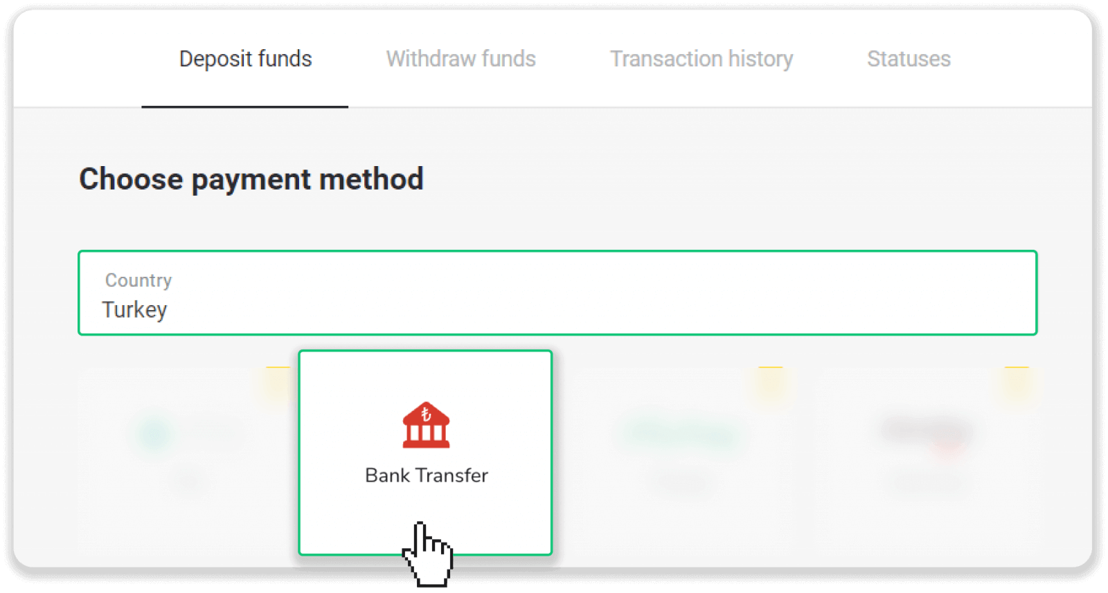 Setor Dana di Binomo melalui Kartu Bank Turki (Visa / MasterCard / Maestro), Perbankan Internet (transfer Bank, CEPbank, Kode QR) dan dompet elektronik (Jeton, Payfix, Hizli Papara, Papara) Setor Dana di Binomo melalui Kartu Bank Turki (Visa / MasterCard / Maestro), Perbankan Internet (transfer Bank, CEPbank, Kode QR) dan dompet elektronik (Jeton, Payfix, Hizli Papara, Papara)