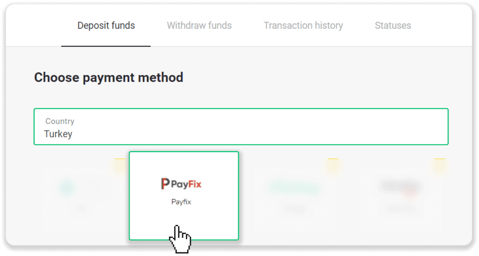 Setor Dana di Binomo melalui Kartu Bank Turki (Visa / MasterCard / Maestro), Perbankan Internet (transfer Bank, CEPbank, Kode QR) dan dompet elektronik (Jeton, Payfix, Hizli Papara, Papara) Setor Dana di Binomo melalui Kartu Bank Turki (Visa / MasterCard / Maestro), Perbankan Internet (transfer Bank, CEPbank, Kode QR) dan dompet elektronik (Jeton, Payfix, Hizli Papara, Papara)