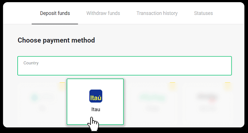 ฝากเงินผ่านการโอนเงินผ่านธนาคาร (Itau, PicPay, Loterica, Boleto Rapido ,Paylivre, Pagsmile, Bradesco, Santander) บน Binomo