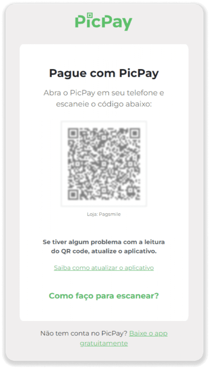ฝากเงินผ่านการโอนเงินผ่านธนาคาร (Itau, PicPay, Loterica, Boleto Rapido ,Paylivre, Pagsmile, Bradesco, Santander) บน Binomo