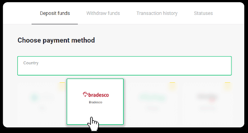 ฝากเงินผ่านการโอนเงินผ่านธนาคาร (Itau, PicPay, Loterica, Boleto Rapido ,Paylivre, Pagsmile, Bradesco, Santander) บน Binomo