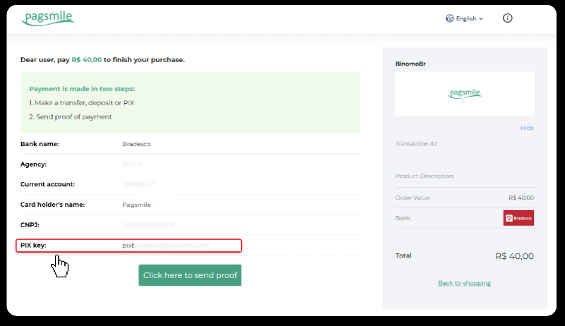 ฝากเงินผ่านการโอนเงินผ่านธนาคาร (Itau, PicPay, Loterica, Boleto Rapido ,Paylivre, Pagsmile, Bradesco, Santander) บน Binomo