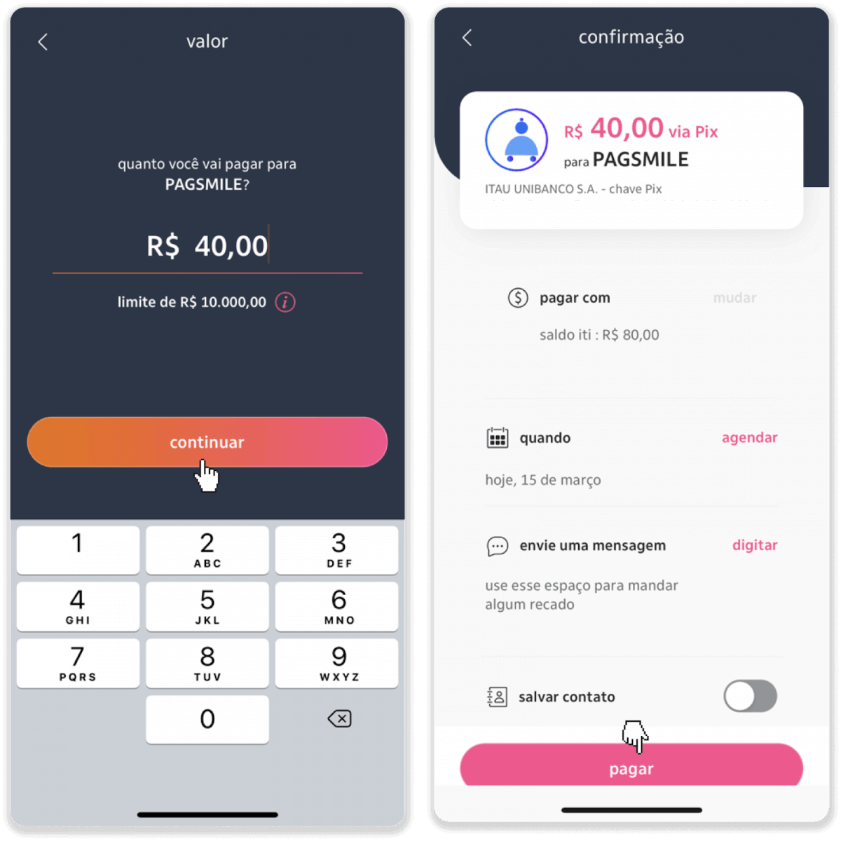 ฝากเงินผ่านการโอนเงินผ่านธนาคาร (Itau, PicPay, Loterica, Boleto Rapido ,Paylivre, Pagsmile, Bradesco, Santander) บน Binomo