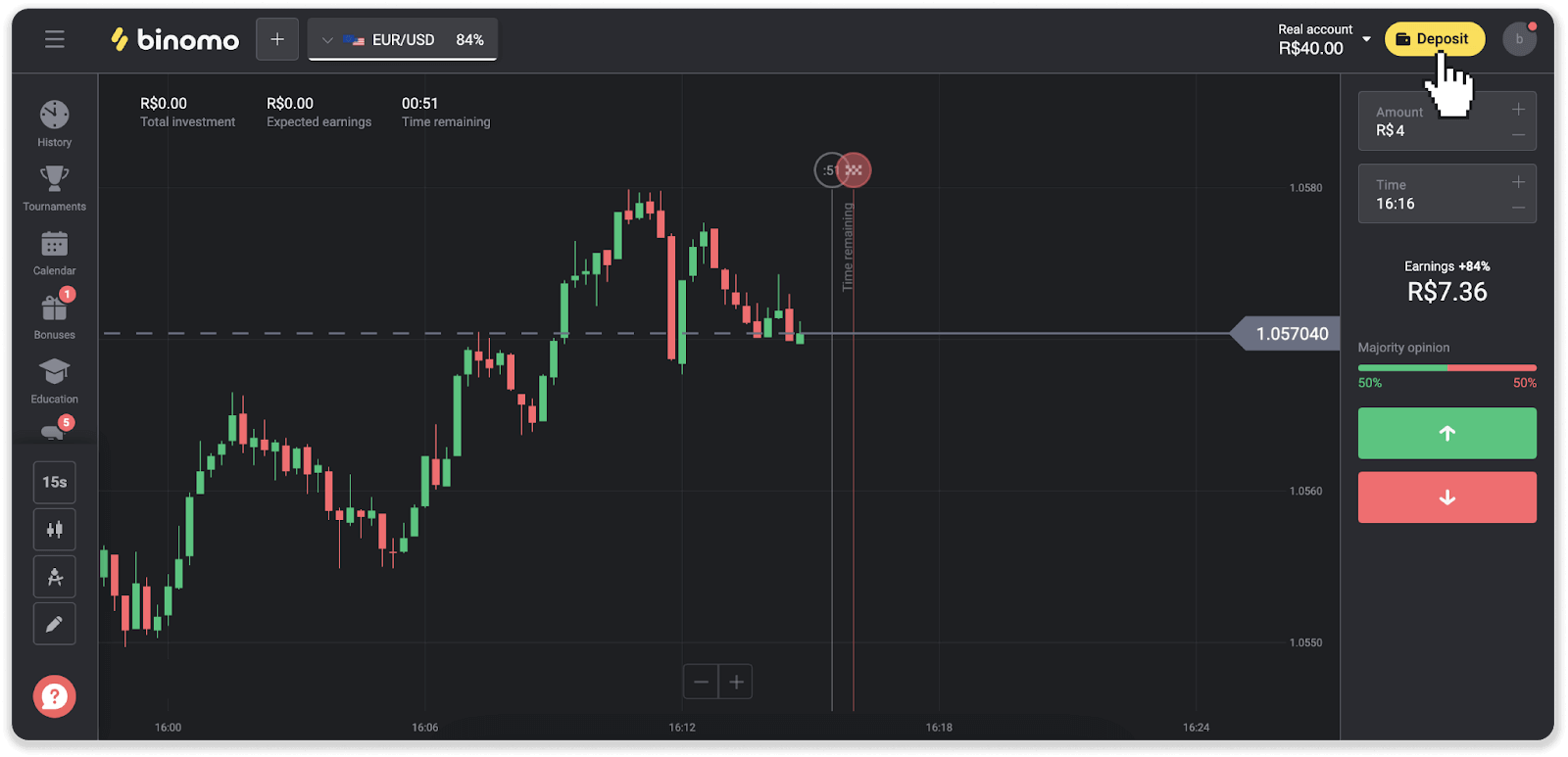 Binomo တွင် ရံပုံငွေများ မည်ကဲ့သို့ အပ်မည်နည်း။
