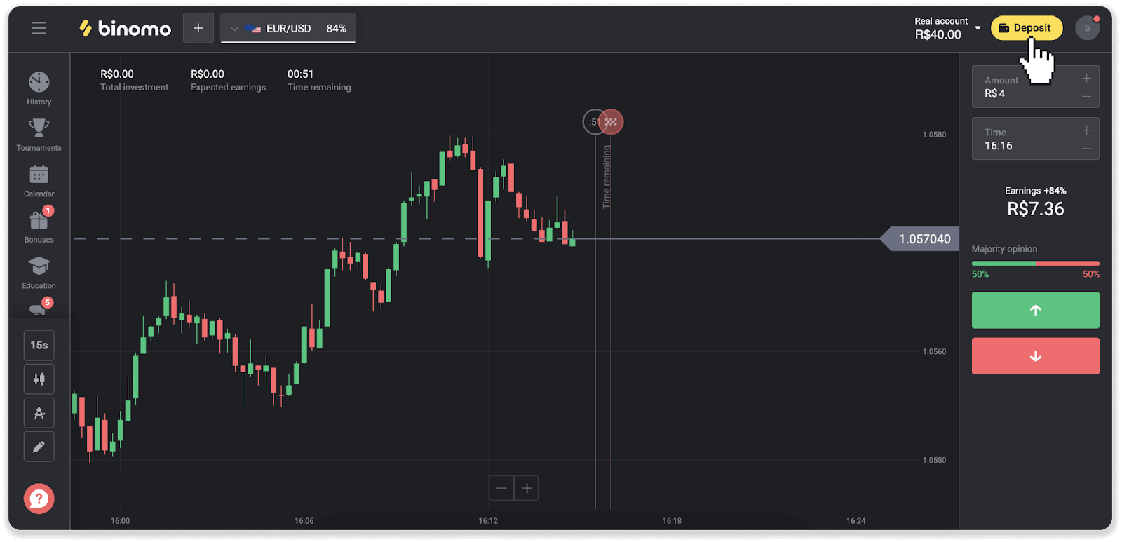 Binomo တွင် ရံပုံငွေများ မည်ကဲ့သို့ အပ်မည်နည်း။
