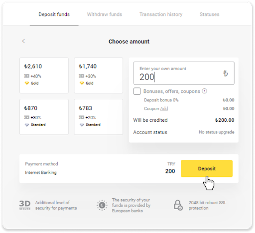 Setor Dana di Binomo melalui Kartu Bank Turki (Visa / MasterCard), Perbankan Internet (Transfer Bank, Kode QR, CEPbank, AKBANK, Türkiye Bankas, TEB, Deniz Bank, Ziraat Bankas, Türkiye Finans) dan E-wallet Setor Dana di Binomo melalui Kartu Bank Turki (Visa / MasterCard), Perbankan Internet (Transfer Bank, Kode QR, CEPbank, AKBANK, Türkiye Bankas, TEB, Deniz Bank, Ziraat Bankas, Türkiye Finans) dan E-wallet
