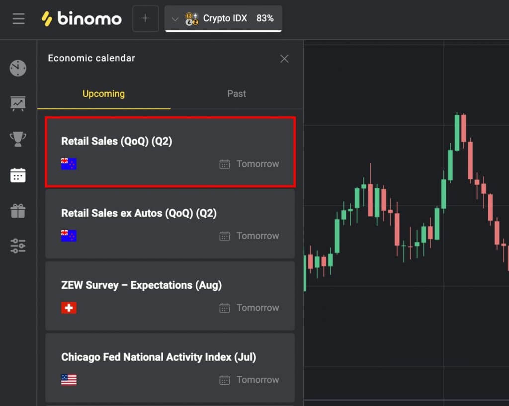 Cómo intercambiar las noticias en Binomo Cómo intercambiar las noticias en Binomo
