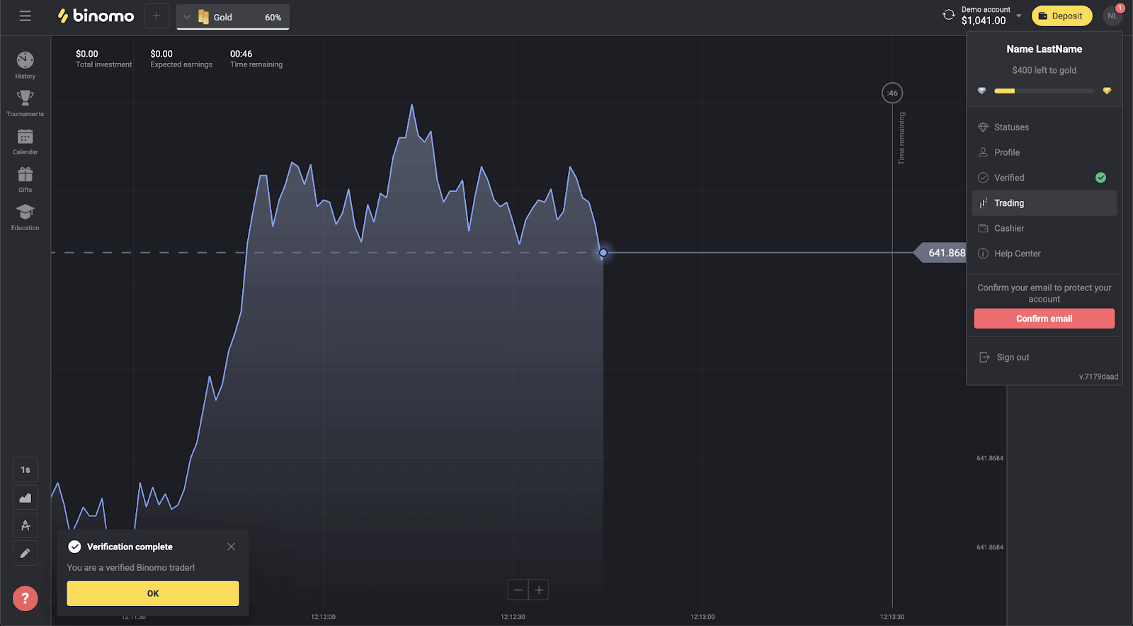 Binomo တွင်အကောင့်ကိုအတည်ပြုနည်း Binomo တွင်အကောင့်ကိုအတည်ပြုနည်း
