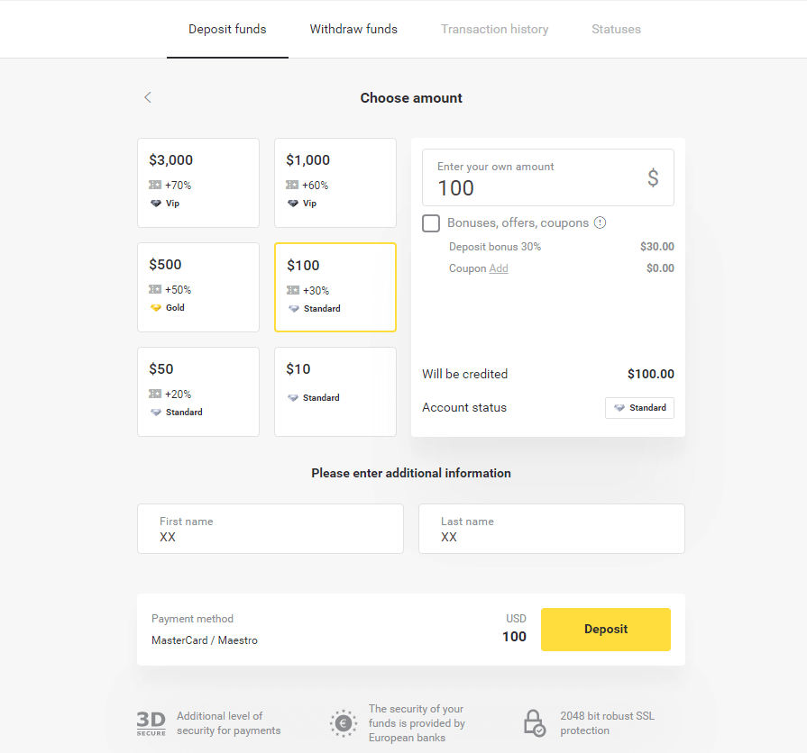 Binomo တွင်ငွေထုတ်ပြီးငွေသွင်းနည်း Binomo တွင်ငွေထုတ်ပြီးငွေသွင်းနည်း