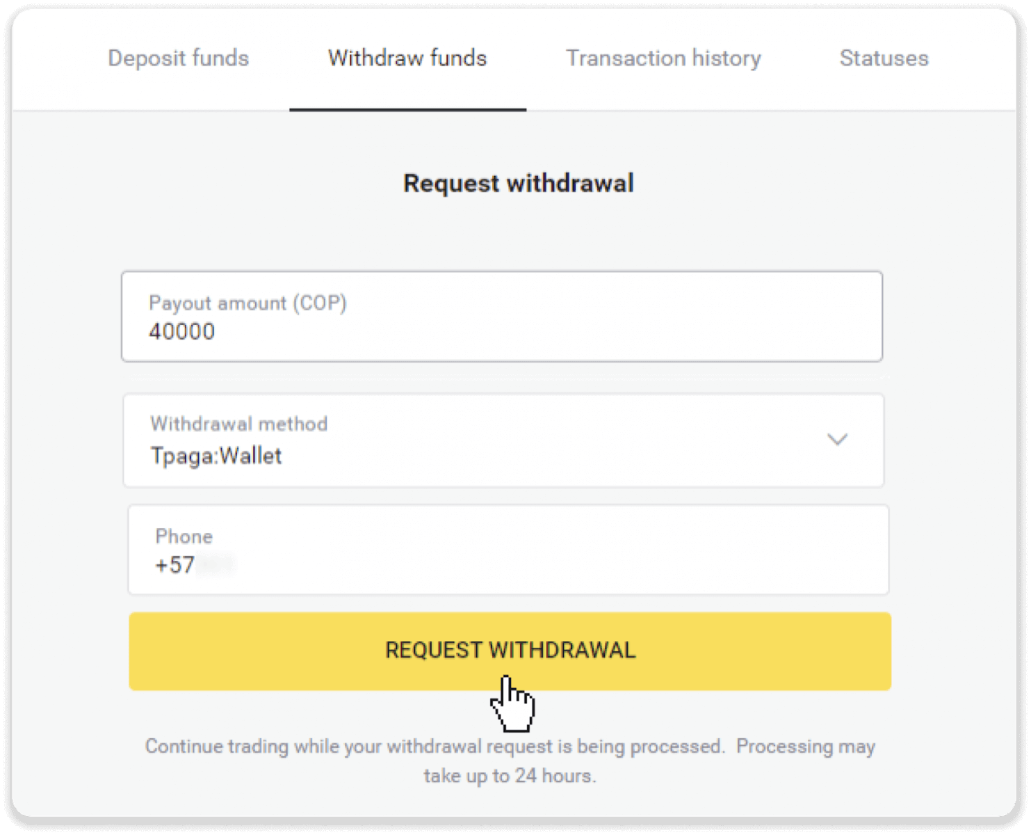 كيفية سحب الأموال من Binomo إلى محفظتي الإلكترونية (Payfix، Webmoney WMZ، Tpaga، Perfect Money، ADV Cash، PayTM، Globe Pay، AstroPay، Jeton Wallet)