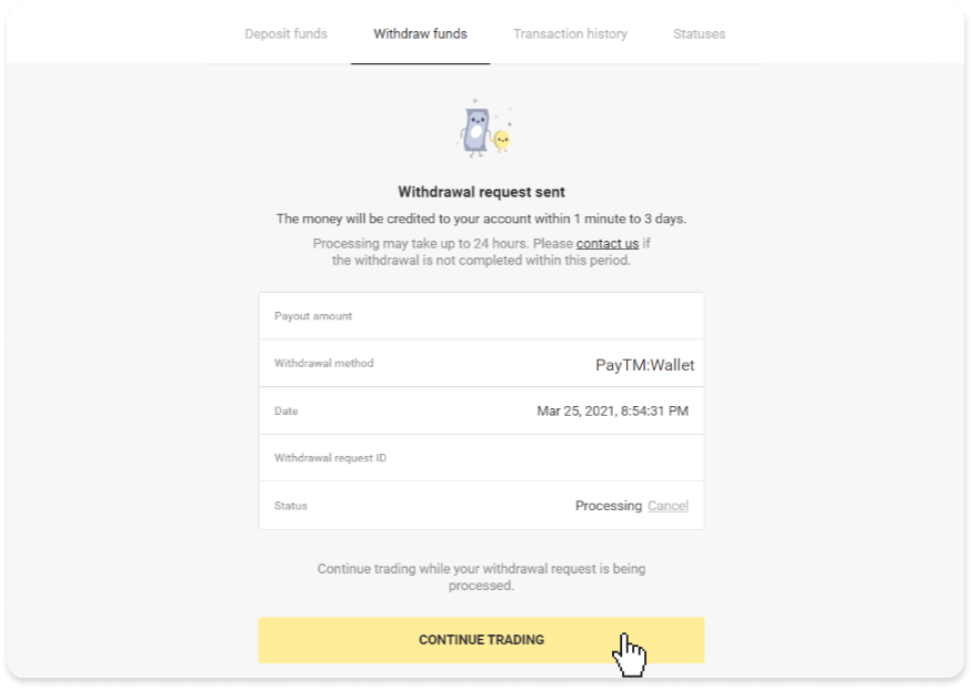 كيفية سحب الأموال من Binomo إلى محفظتي الإلكترونية (Payfix، Webmoney WMZ، Tpaga، Perfect Money، ADV Cash، PayTM، Globe Pay، AstroPay، Jeton Wallet)