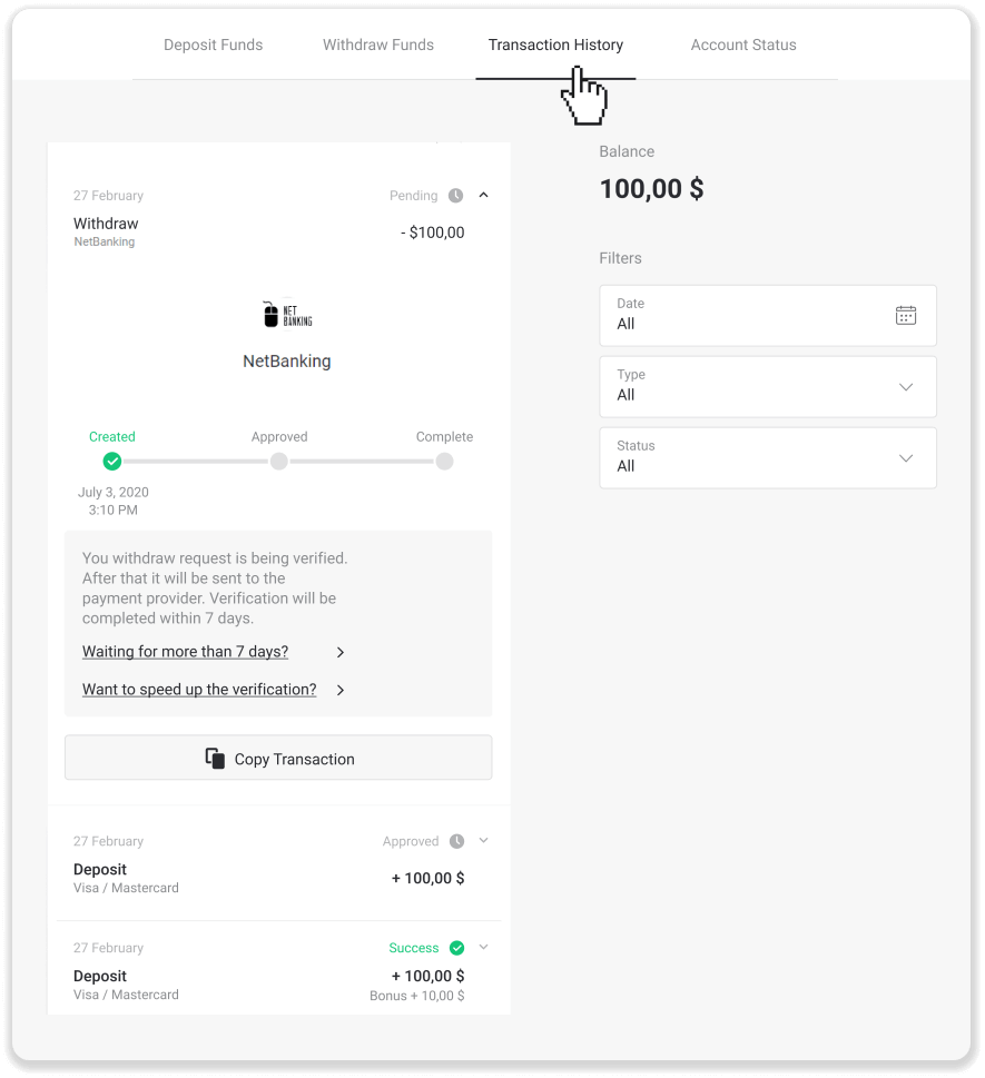 How to Withdraw Funds to my Bank Account (Bank transfer, Internet Banking, IMPS Bank Transfer, NEFT Bank Transfer, Indian Exchanger, NetBanking, Virtual Account, CEPbank, PIX) on Binomo