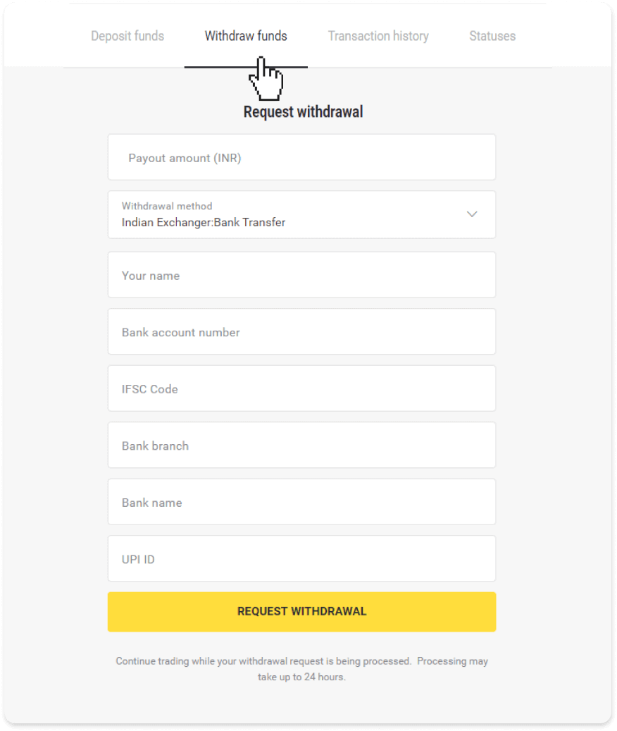 How to Withdraw Funds to my Bank Account (Bank transfer, Internet Banking, IMPS Bank Transfer, NEFT Bank Transfer, Indian Exchanger, NetBanking, Virtual Account, CEPbank, PIX) on Binomo