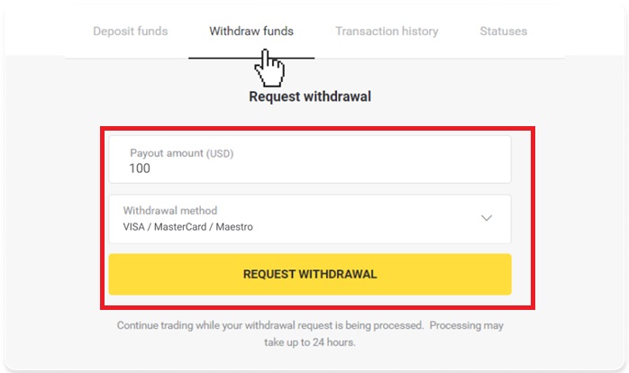 Como sacar dinheiro do Binomo em 2026: guia passo a passo, taxas e tempo de processamento